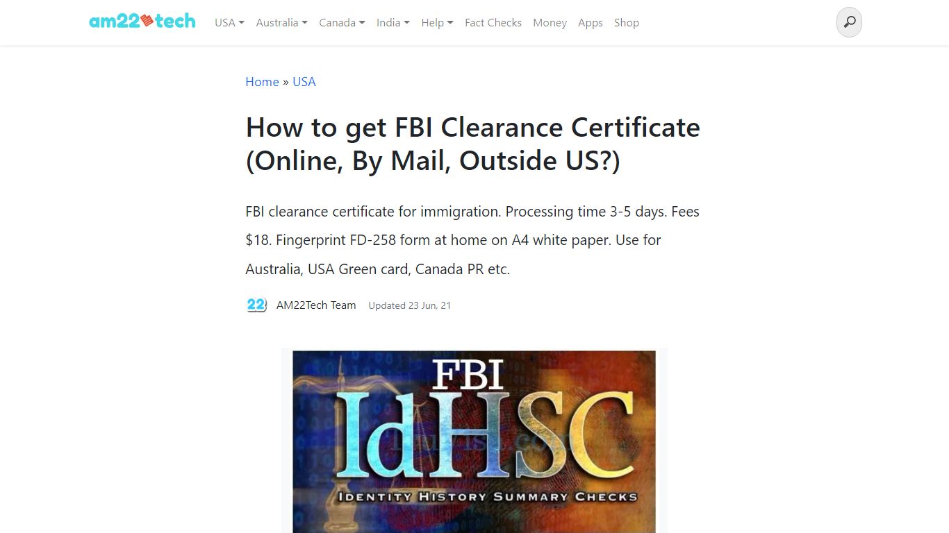 How to get FBI Clearance Certificate (Online, By Mail ... - AM22Tech